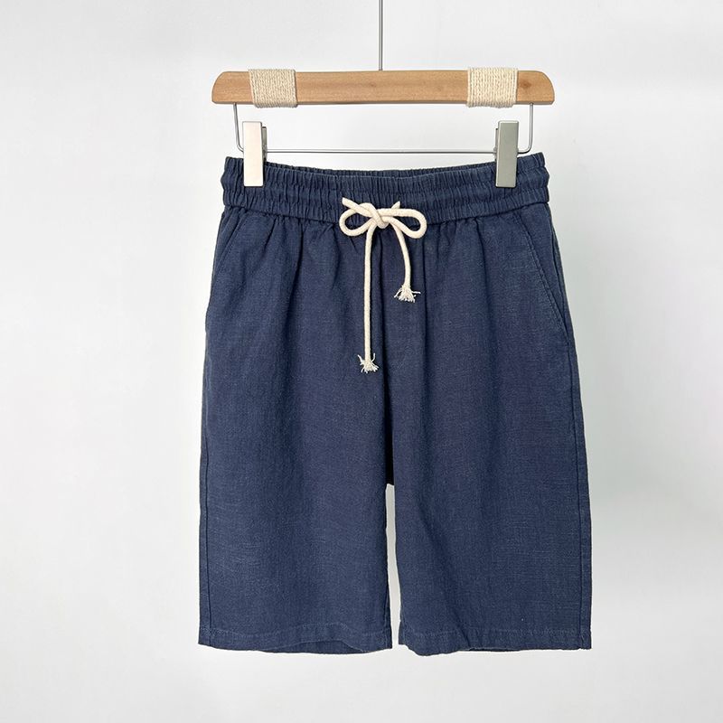 Cotton Linen Shorts Men's Summer Linen Five-Quarter Pants Men's Beach Pants Loose Casual Large Shorts