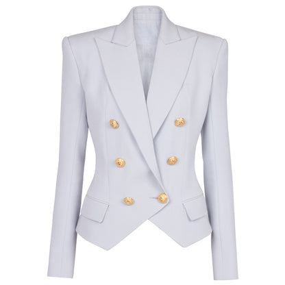 Klassieke damesblazer met dubbele rij gouden knopen