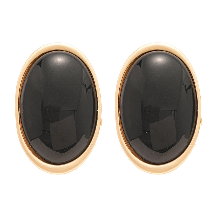 Retro Geometric Resin Oval Earrings