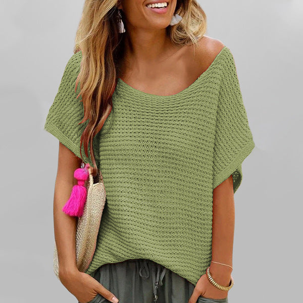 Women's Casual Knit Short Sleeve Top