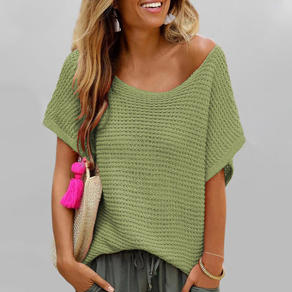 Women's Casual Knit Short Sleeve Top