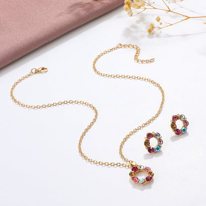 Gemstone Rhinestone Necklace and Earrings