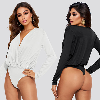 Women's V-Neck Slim Long Sleeve Jumpsuit
