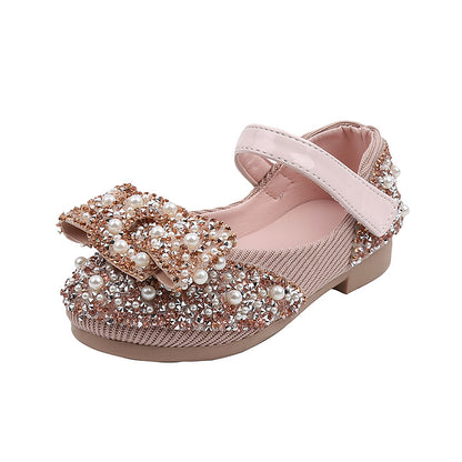 Girls Rhinestone Bow Dance Shoes