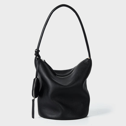 Genuine Leather Large Capacity Bucket Bag Tote Handbag