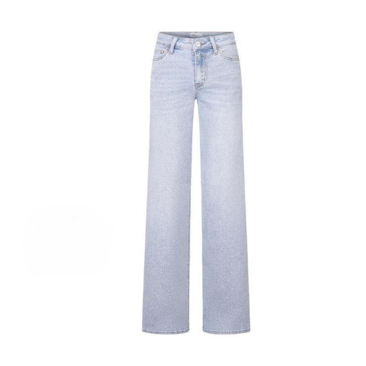 Jeans met middelhoge taille en wijde pijpen