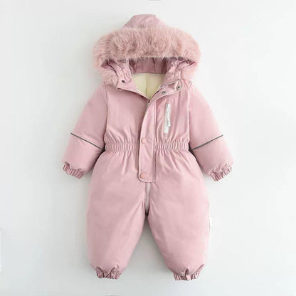 Warm, thickened one-piece ski suit for boys and babies