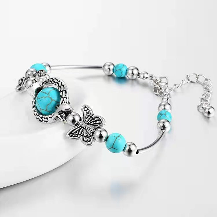 Retro turquoise vlinderarmband