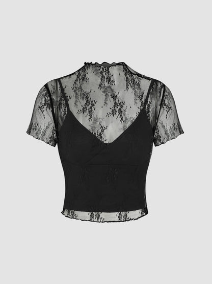 Womens Lace Camisole Two-Piece Set