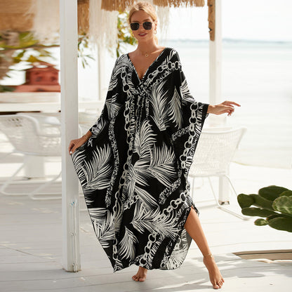 Loose Beach Cover Up Dress with Sun Protection