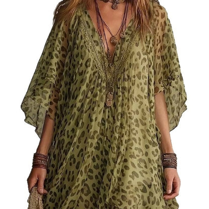 Womens V-Neck Chiffon Dress