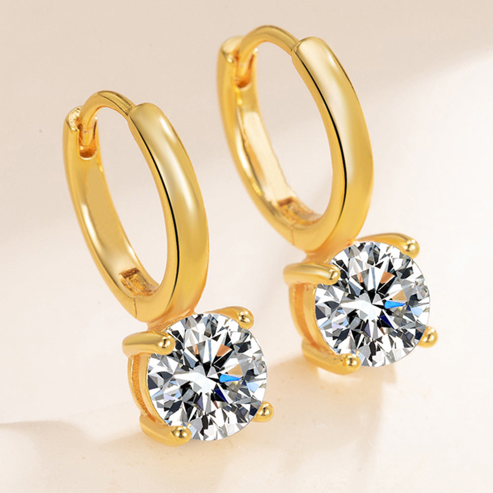 Classic Four-Claw Zircon Earrings