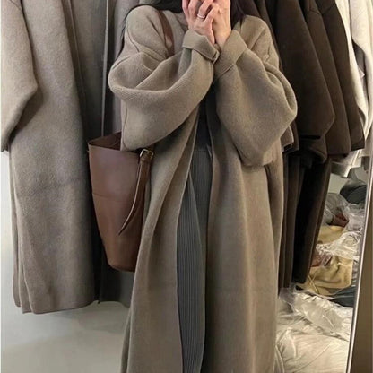 French Retro Long Knit Cardigan for Women