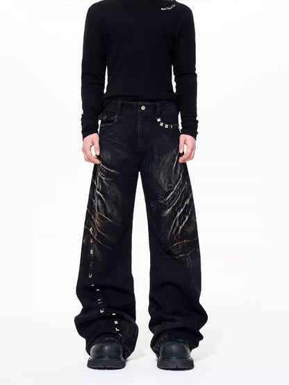 Vintage washed denim jeans