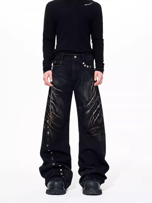 Vintage washed denim jeans