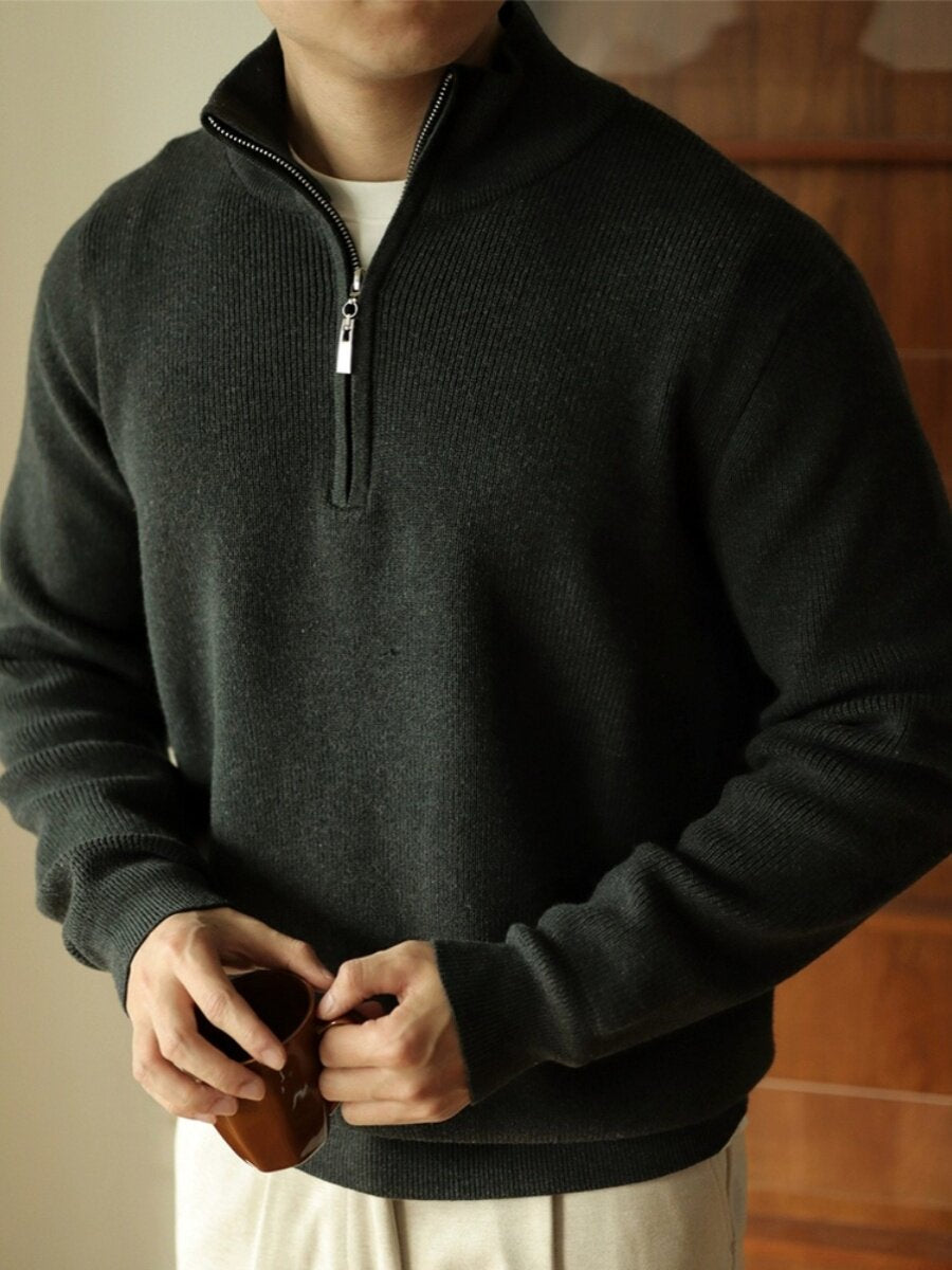 Half-zip turtleneck sweater