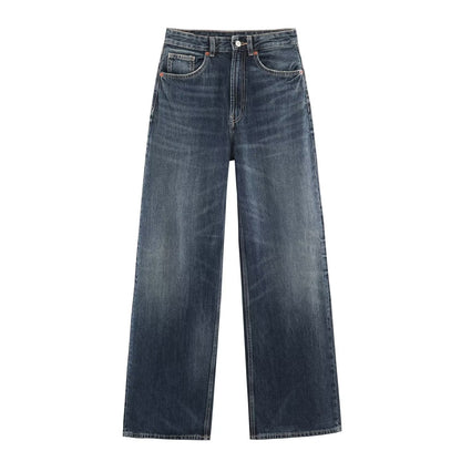 Women's High-Waist Wide-Leg Casual Denim Jeans