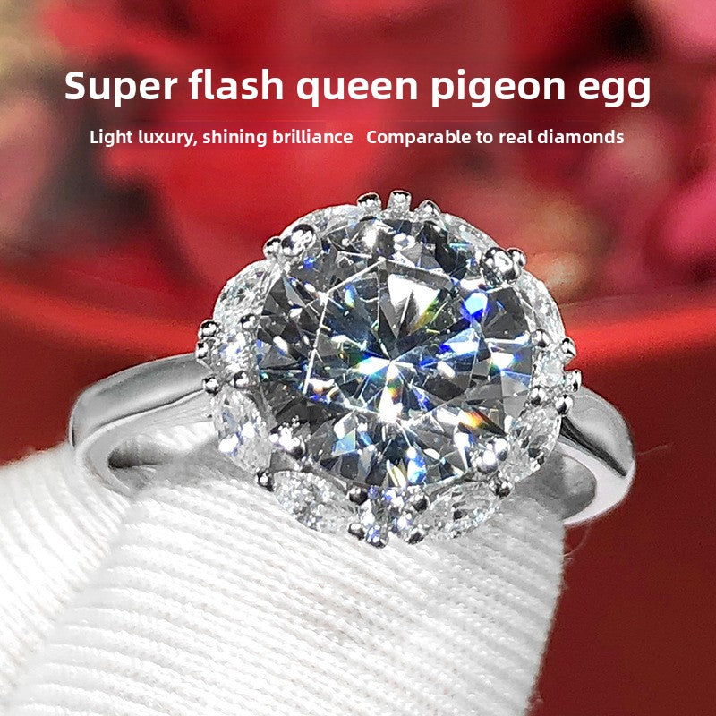 Adjustable Cubic Zirconia Ring Women Classic Six Claw Design