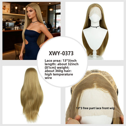 Long Curly Lace Front Wig with Highlight