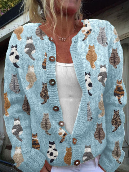 Womens 3D Printed Knit Cardigan