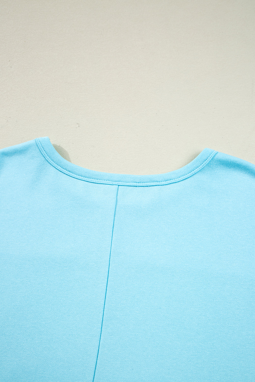 Aruba blauwe effen pullover top  en shorts met onafgewerkte zoom plus size