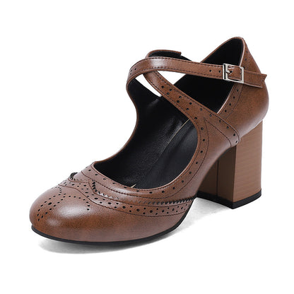 Cross Buckle Burned Shoes