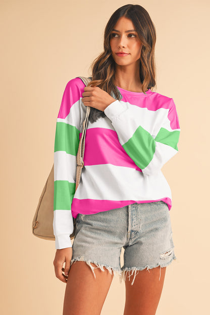 Sweatshirt met kleurblokken verlaagde schouders en lange mouwen