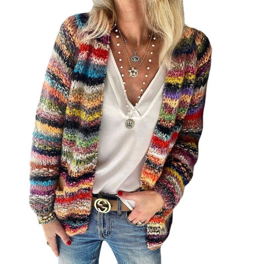 Womens Loose Fit Knitted Cardigan