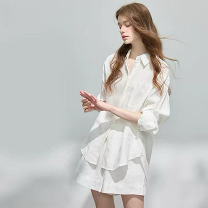 Women's Linen Shirt and Shorts Set