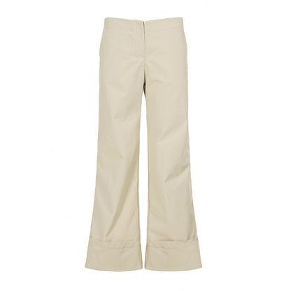 Womens Straight Leg Cuffed Hem Trousers