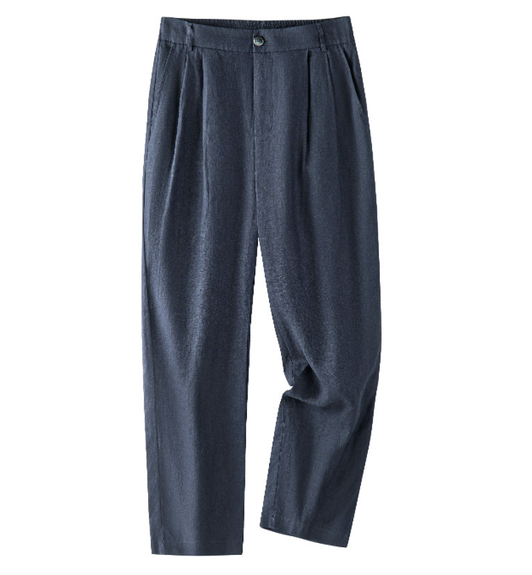 Mens Linen Casual Pants Straight Leg