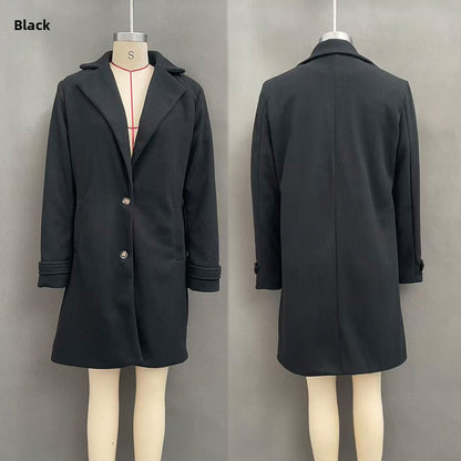 Retro Plaid Mid-Length Lapel Coat for Women
