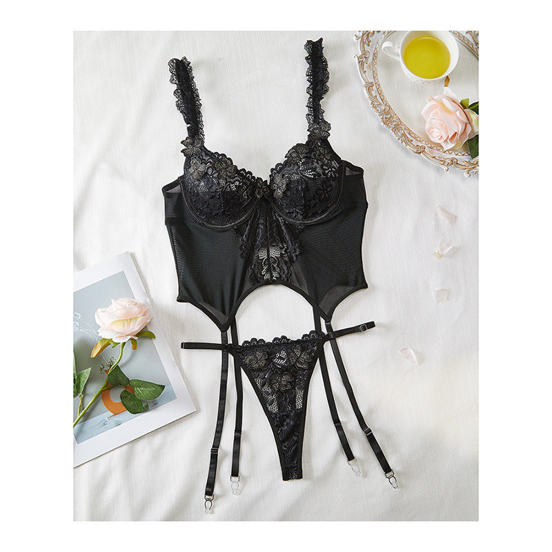 European Style Lingerie Set with Sheer Lace