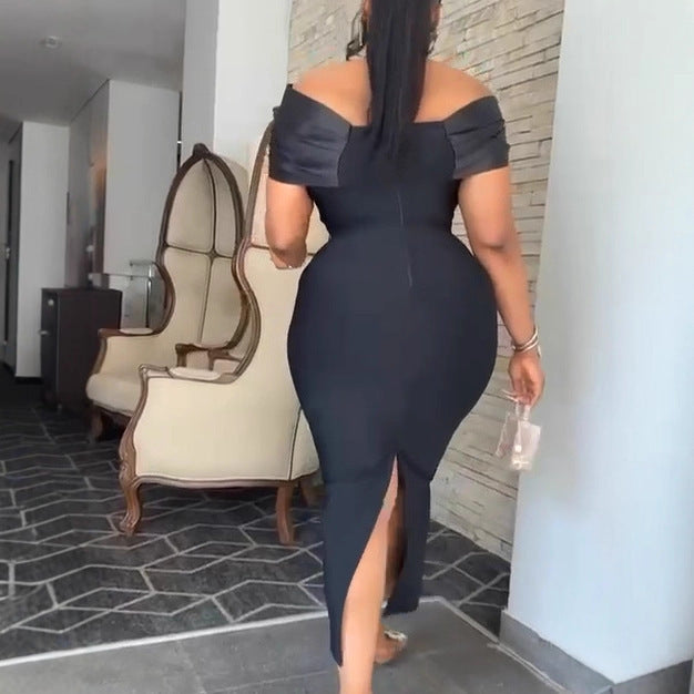Elegant One-Shoulder Beaded Bodycon Dress for Women