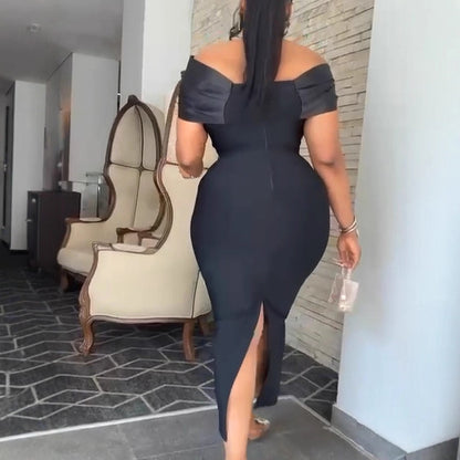 Elegant One-Shoulder Beaded Bodycon Dress for Women