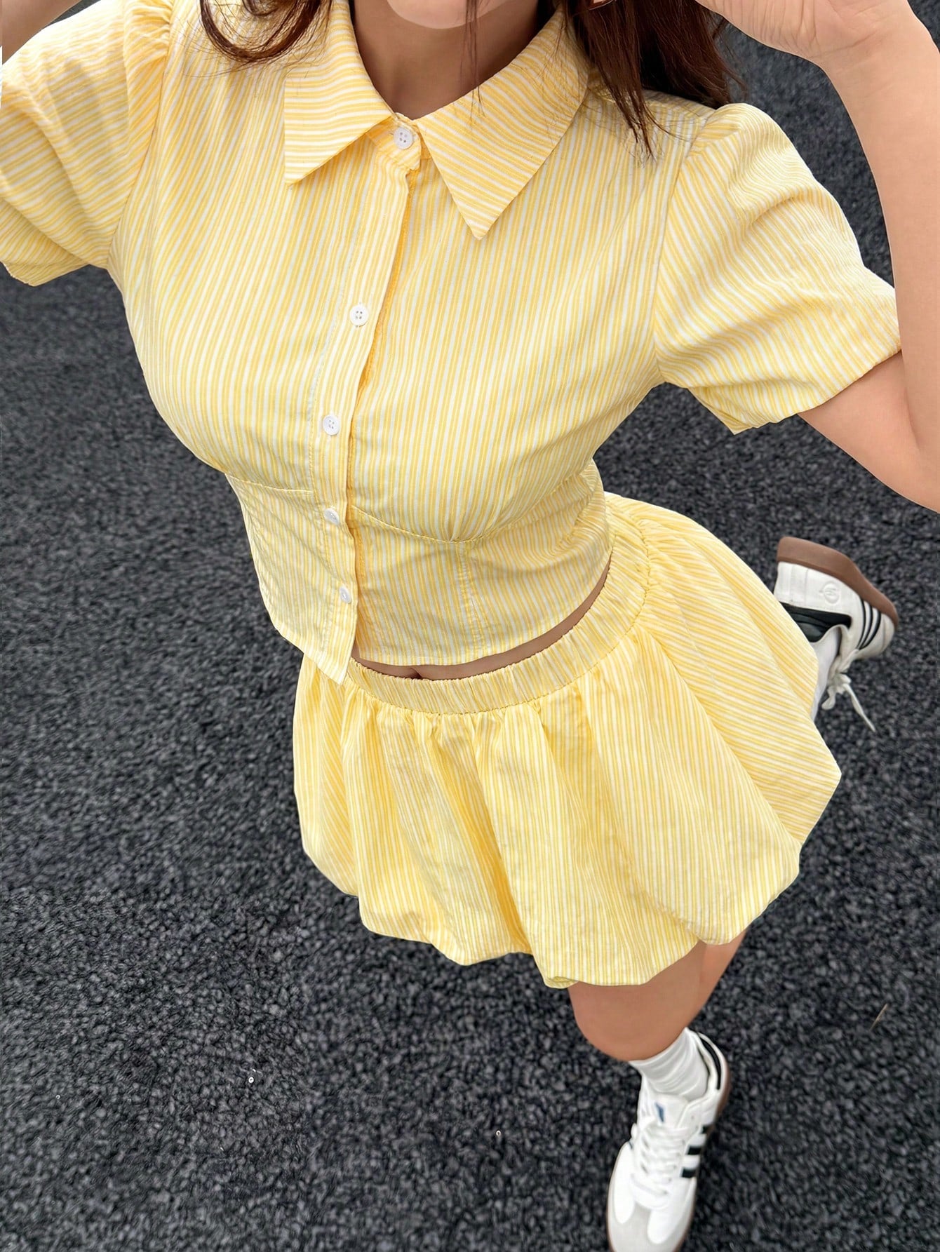 Women's Polo Collar Shirt and Skirt Set