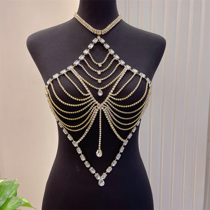 Bikini necklace with rhinestone accessories for women
