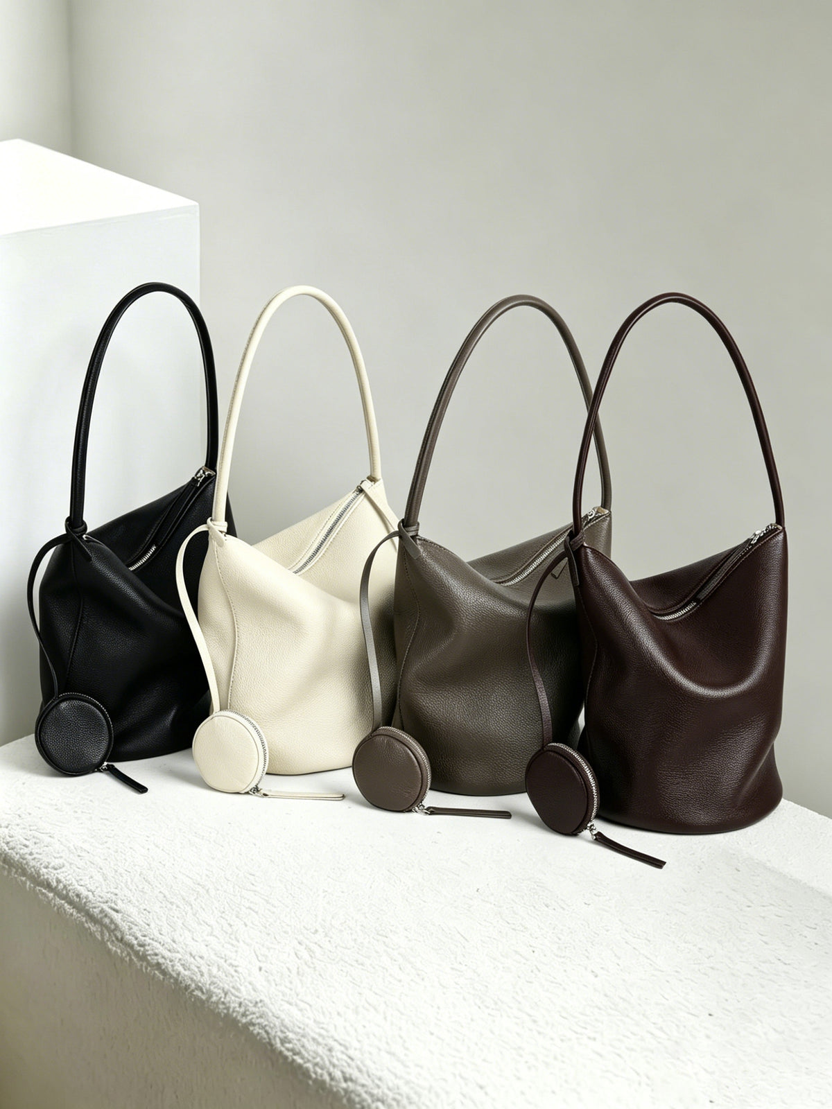Genuine Leather Large Capacity Bucket Bag Tote Handbag