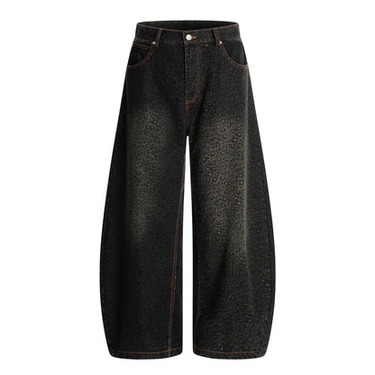 Trendy Leopard Print Wide-Leg Jeans for Men