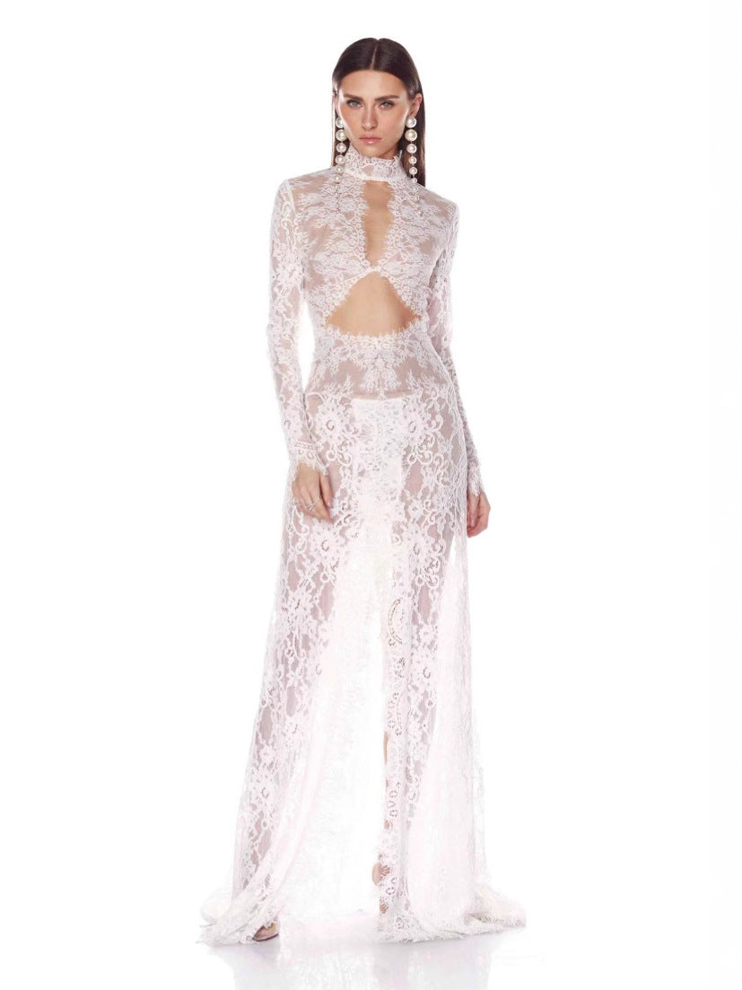 Elegant Lace Hollow Back Dress