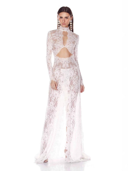 Elegant Lace Hollow Back Dress