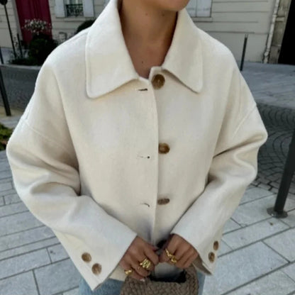 Women's Lapel Collar Wool Blend Jacket