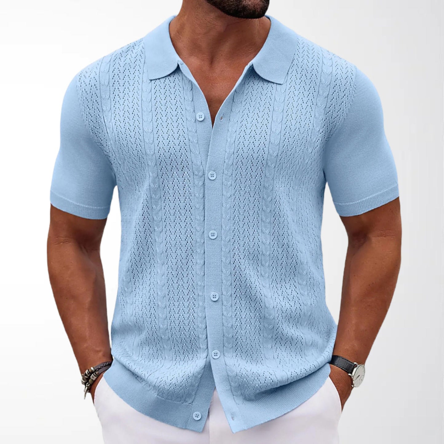 Short-sleeve knitted top