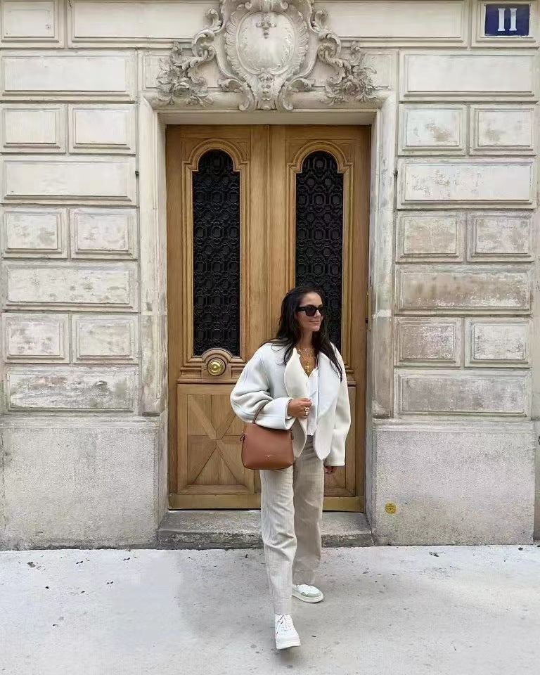 Dames dikke jack met polokraag