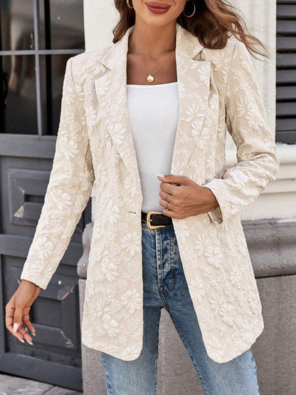 Jacquard damesblazer met één knoop