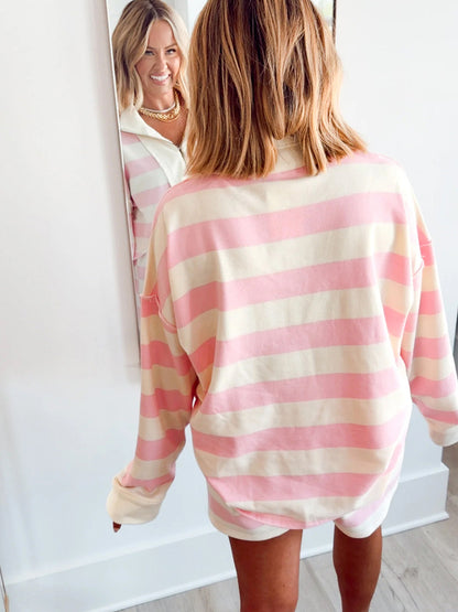 Simple striped printed two-piece set for women