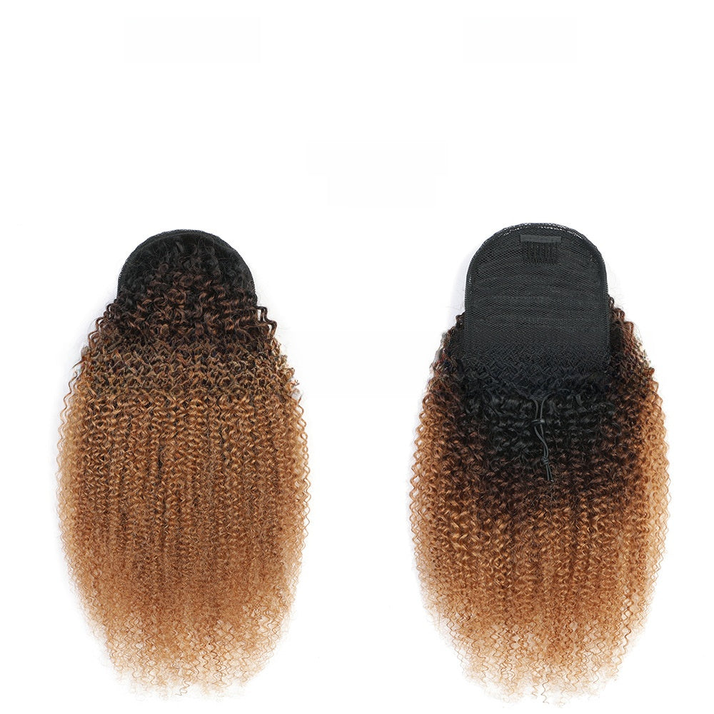 Real hair drawstring ponytail
