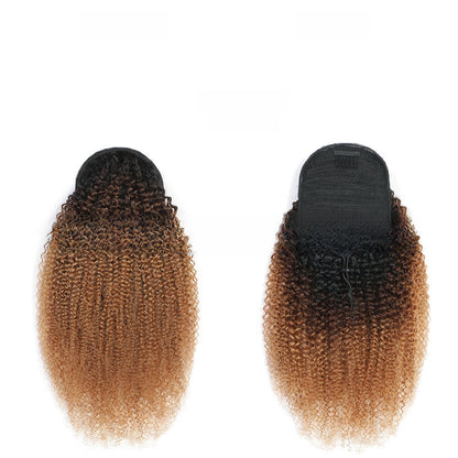 Real hair drawstring ponytail