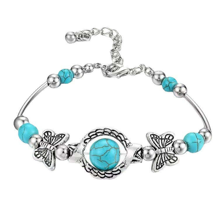 Retro turquoise vlinderarmband