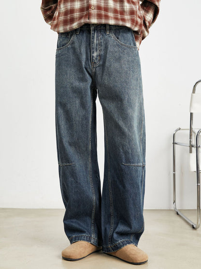 Mens American Retro Wide Leg Jeans